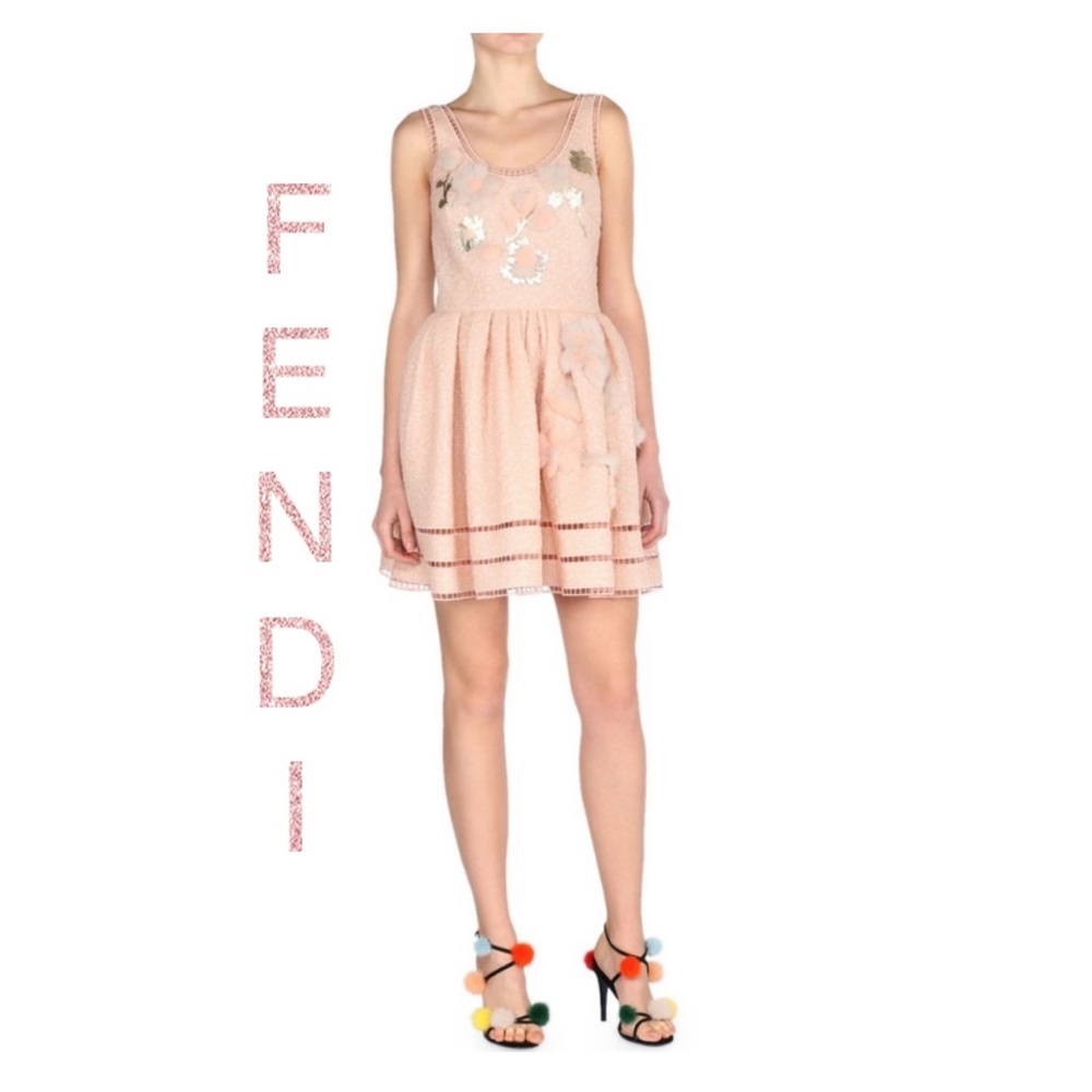 FENDI Sleeveless Short Dress In Neutrals